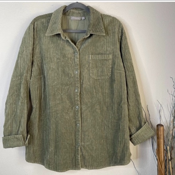 Croft & Barrow Corduroy Shacket /Jacket  Seafoam Green Button down  / XL - Picture 12 of 15